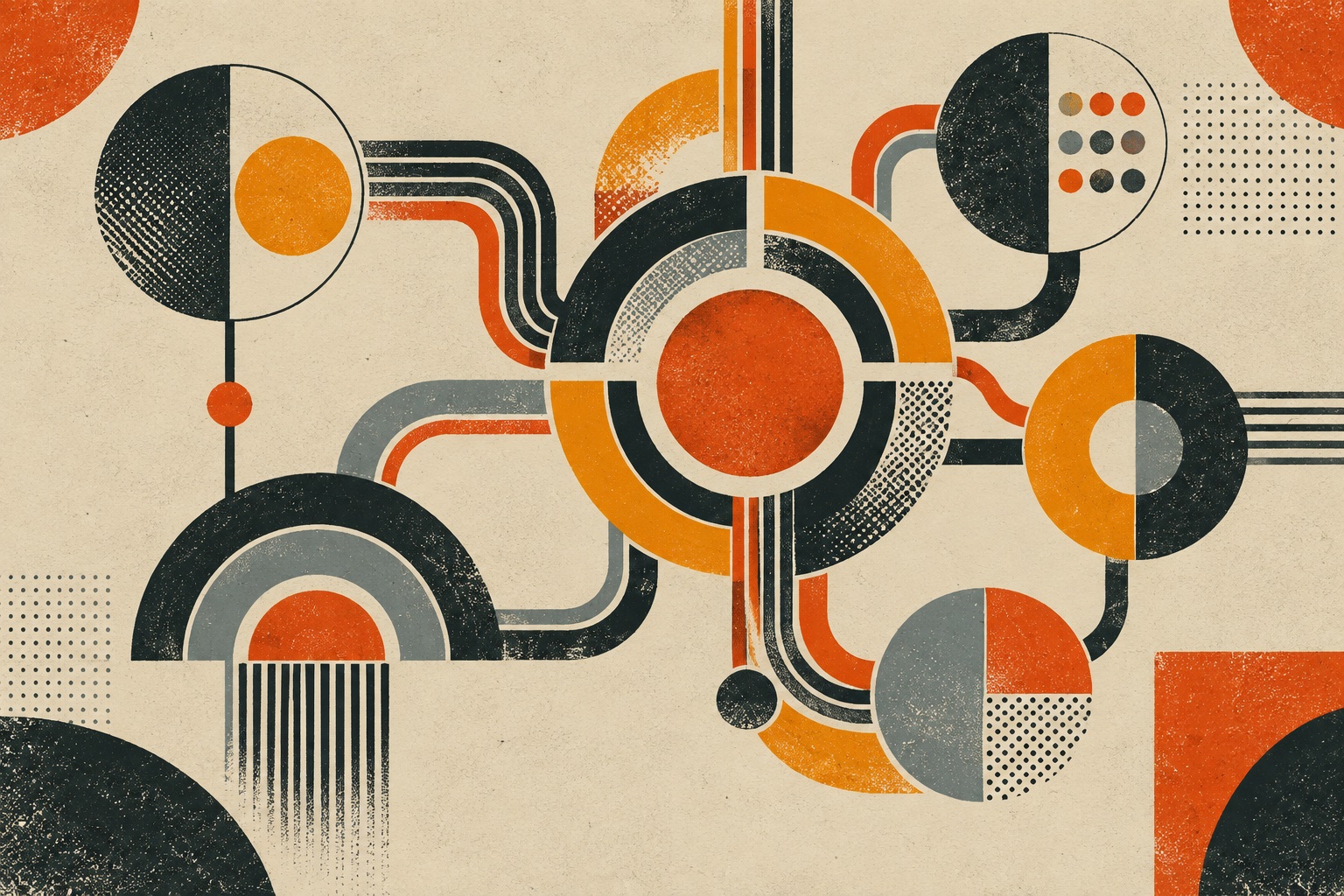 Abstract connected fragments representing research findings brought into a coherent narrative